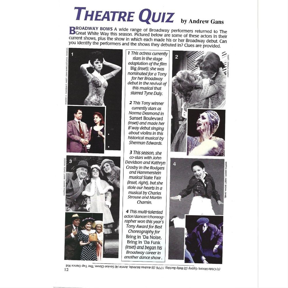 Theatre Quiz July 1996 Ad Broadway 1990s  Vintage Print Ad
